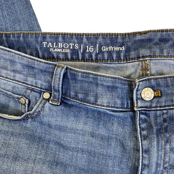 Talbots Sz 16 Flawless Girlfriend Cropped Jeans Floral Embroidered Medium Wash - Picture 10 of 16